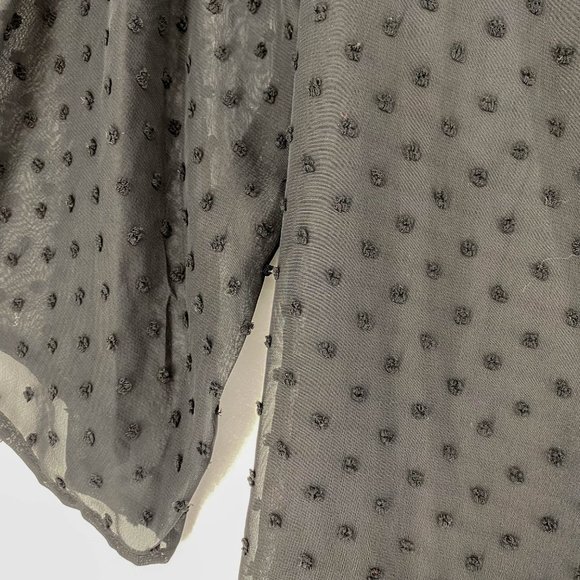 Style & Co Womens Plus 0X Black Floral Swiss Dot Eyelet V-Neck 3/4 Sleeve Top - Picture 4 of 7